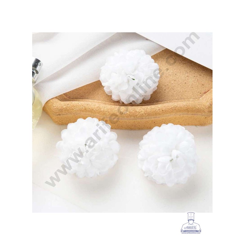 CAKE DECOR Small Marigold Artificial Flower For Cake Decoration  White( 10 pcs Pack )