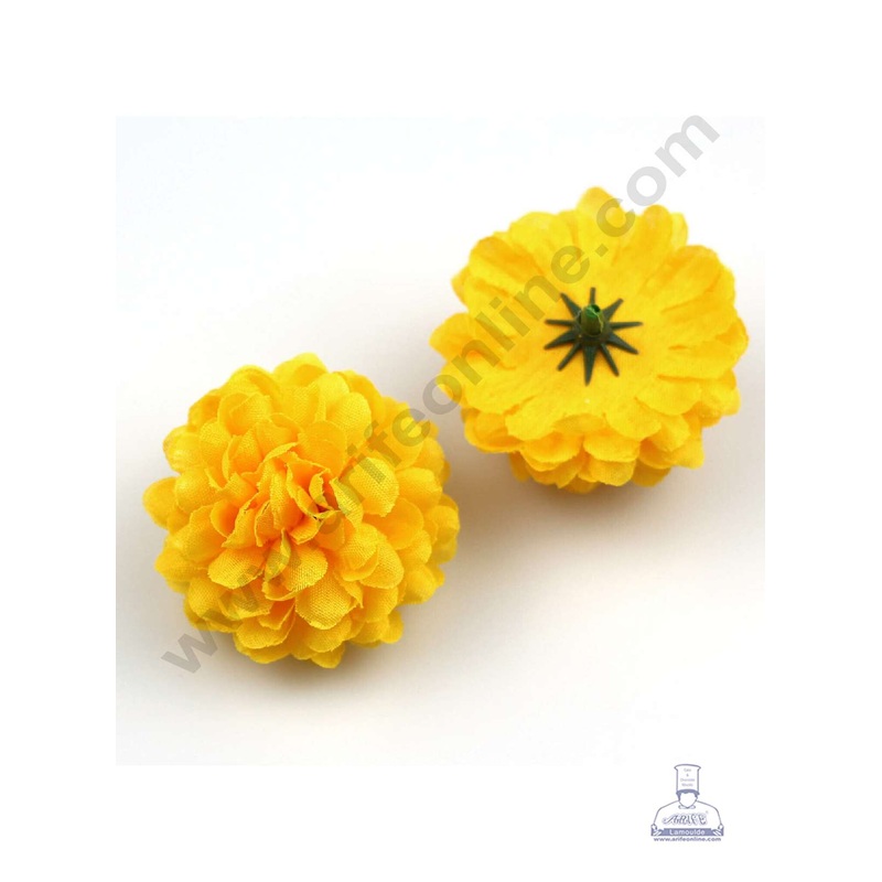 CAKE DECOR Small Marigold Artificial Flower For Cake Decoration  Yellow( 10 pcs Pack )