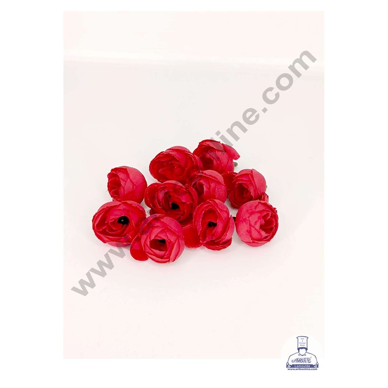 CAKE DECOR Small Peony Artificial Flower For Cake Decoration  Red ( 10 pc pack )
