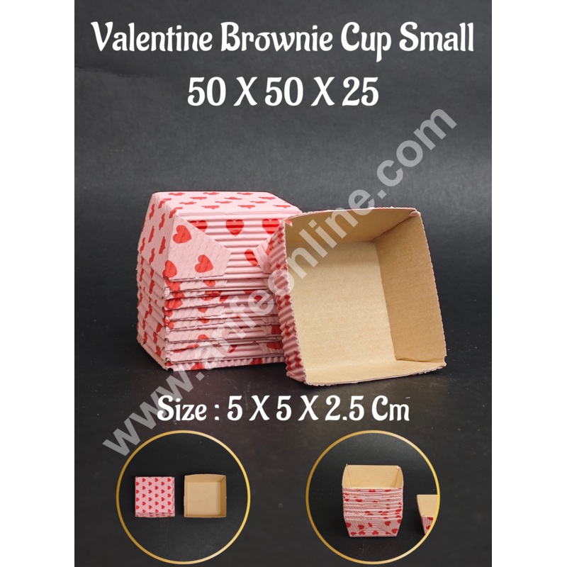 CAKE DECOR Small Valentine Brownie Cup  | Bake & Serve Paper Baking Mould (50 X 50 X 25 mm)(10 Pc Pack)