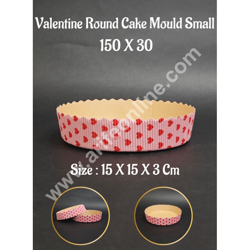 CAKE DECOR Small Valentine Theme Round Paper Cake Mould | Bake & Serve Paper Baking Mould (150 X 30)(10 Pc Pack)