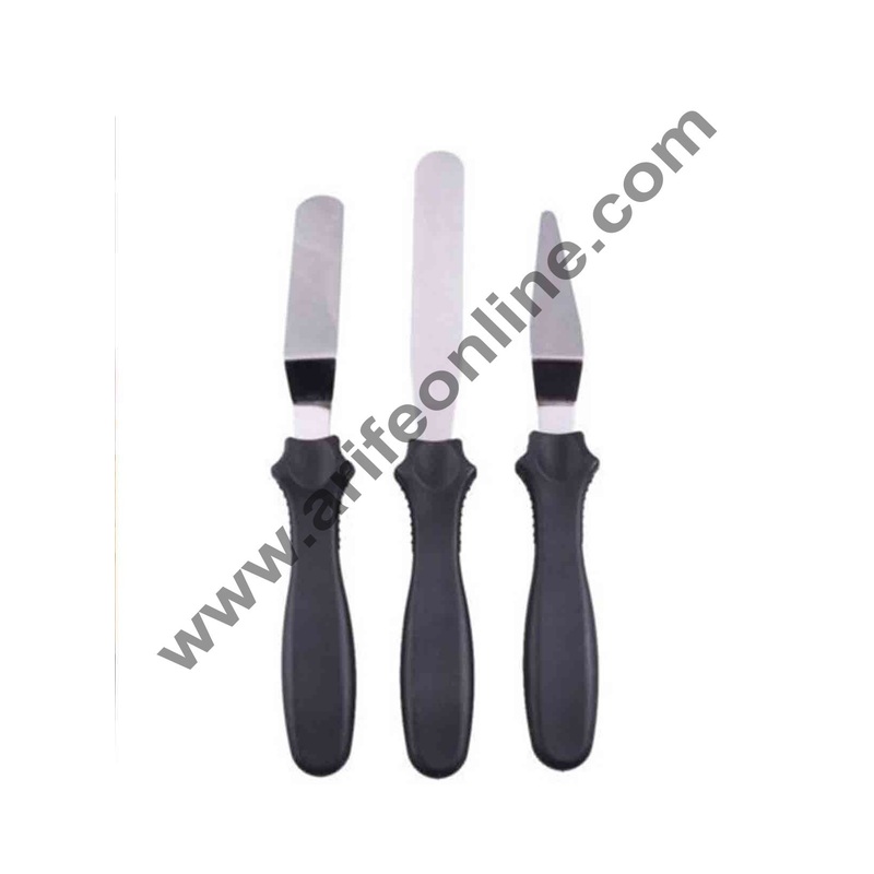 Cake Decor Stainless Steel Multi-Function Cake Knife Set  Includes Cake Spatula, Palette Knife, and Angular Knife (Set of 3)