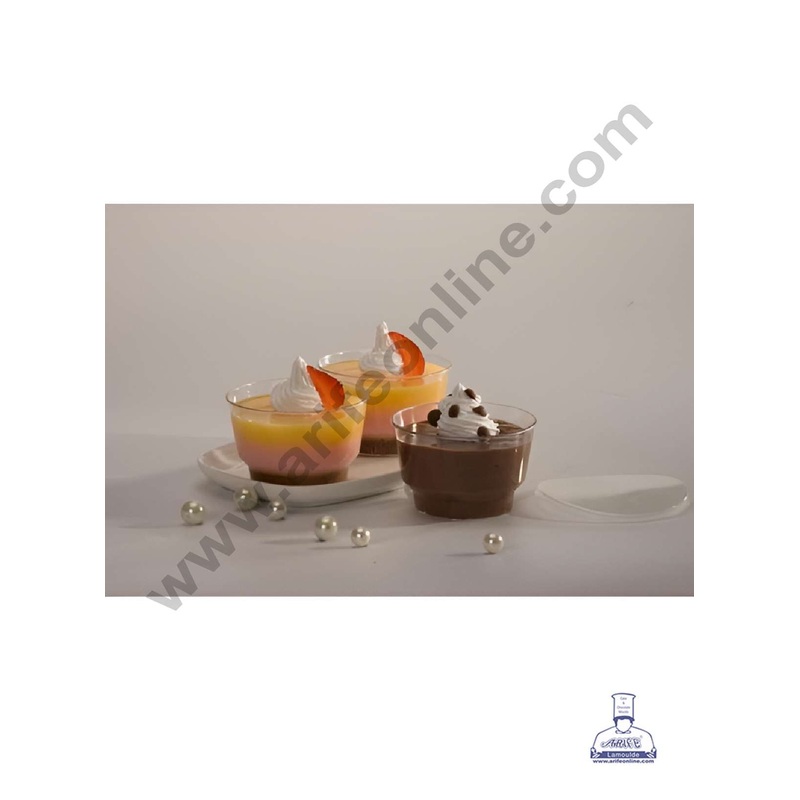 CAKE DECOR Vaathi Style Transparent Acrylic Mousse Cup With Lid | Pudding Cup | Parfait Cup (10 Pcs Pack)