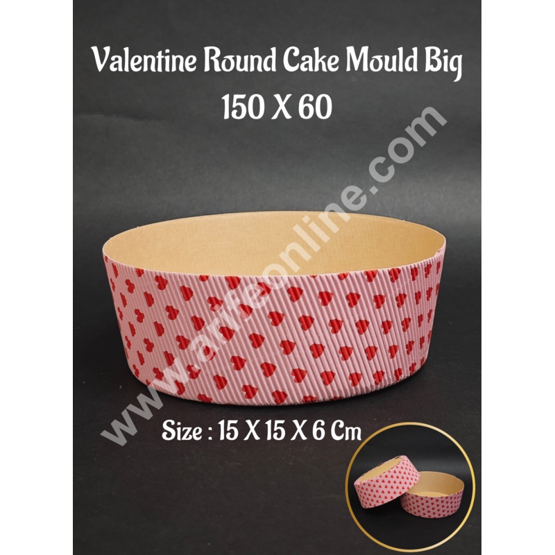 CAKE DECOR Valentine Theme Round Paper Cake Mould | Bake & Serve Paper Baking Mould (10 Pc Pack)