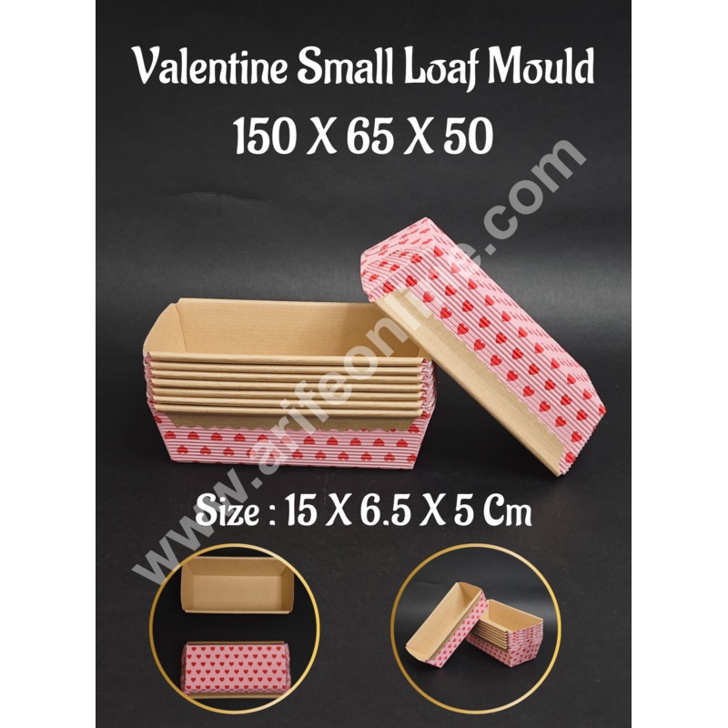 CAKE DECOR  Valentine Theme Small Loaf  Liner | Bake & Serve Paper Baking Mould ( 150 X 65 X 50)(10 Pc Pack)