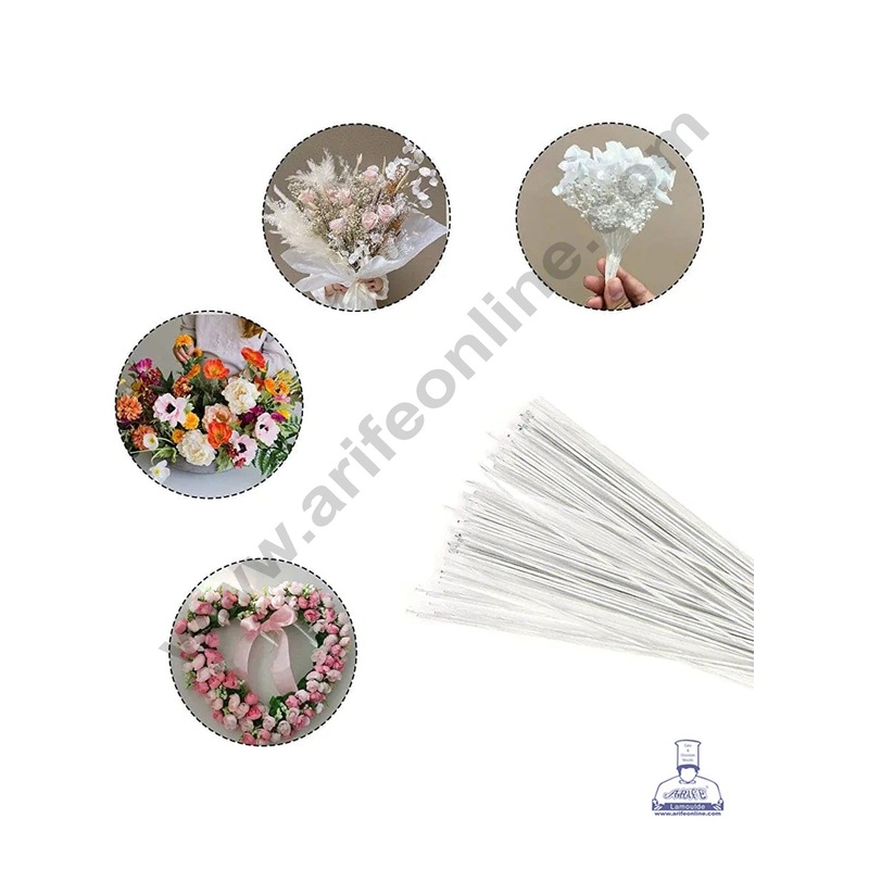 Cake Decor White Floral Stem Wire for Artificial Flower Making Gauge Wire - 30 Gauge