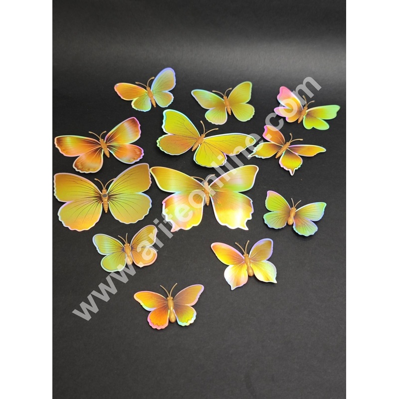 Holographic Golden 3D Magnetic Butterfly Cake Toppers | Hamper Decor  Set of 12 (Design 2) - CAKE DECOR