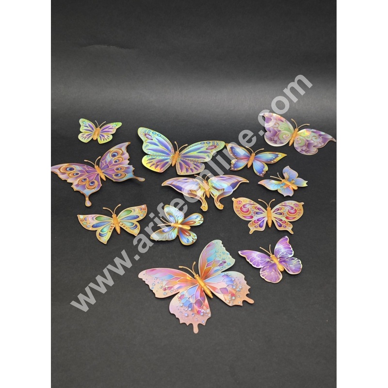 Holographic Golden 3D Magnetic Butterfly Cake Toppers | Hamper Decor  Set of 12 (Design 4 ) - CAKE DECOR