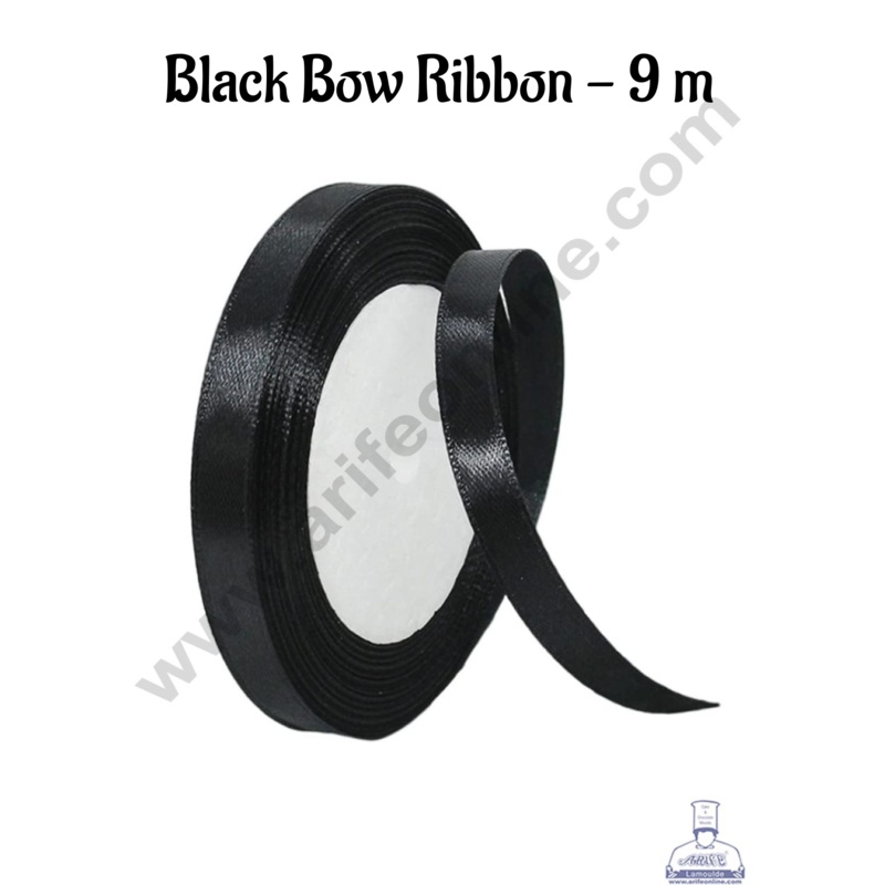 1 Roll Black Bow Ribbon | Gift Wrapping | Decoration purpose | Satin Ribbon - CAKE DECOR