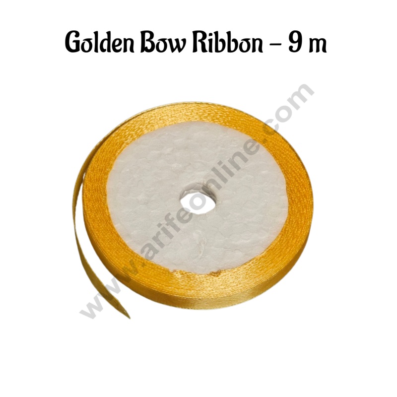 1 Roll Golden Bow Ribbon | Gift Wrapping | Decoration purpose | Satin Ribbon - CAKE DECOR
