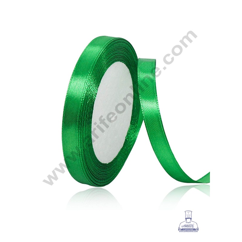1 Roll Green Bow Ribbon | Gift Wrapping | Decoration purpose | Satin Ribbon - CAKE DECOR