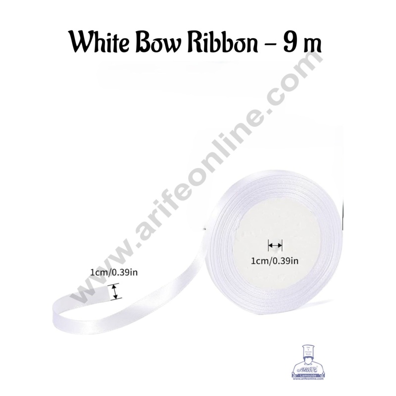 1 Roll White Bow Ribbon | Gift Wrapping | Decoration purpose | Satin Ribbon - CAKE DECOR