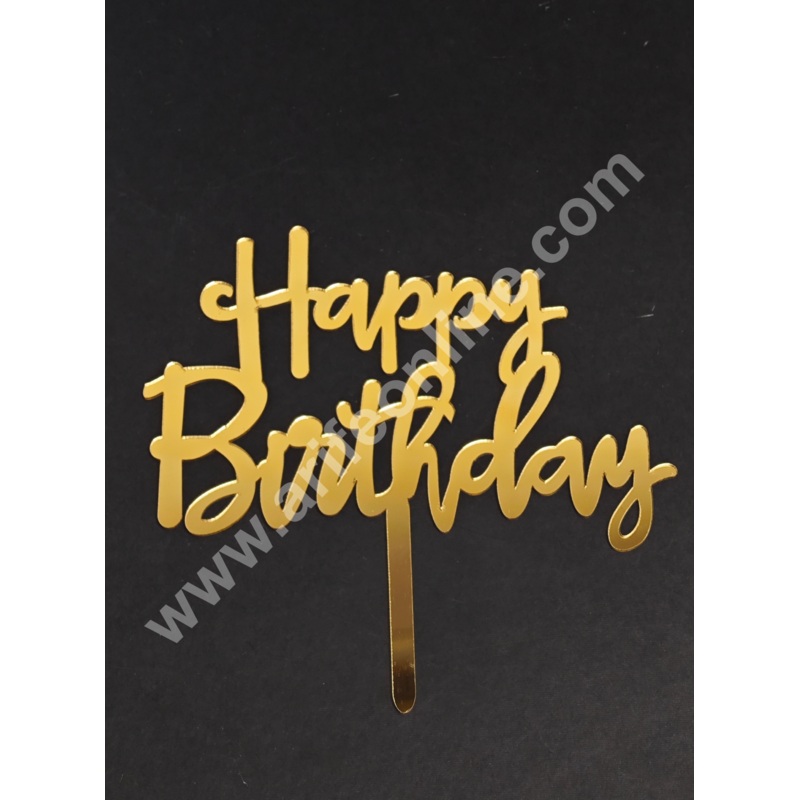 5 inch Golden Acrylic Happy Birthday Cut-Out  Cake Topper Cake Decoration Dessert Decoration CAKE DECOR