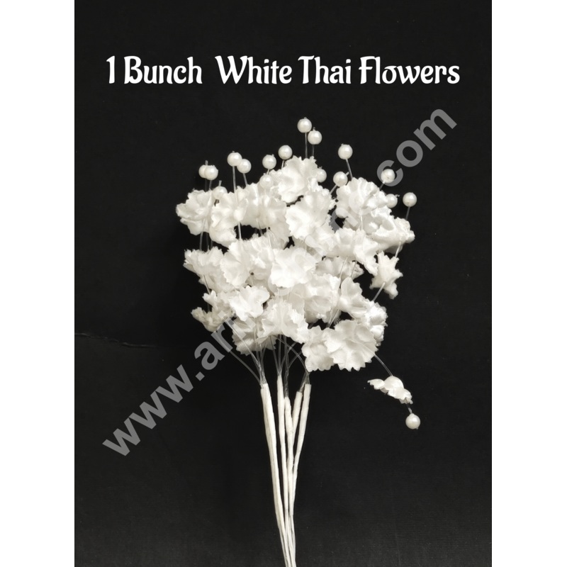 CAKE DECOR 1 Bunch Thai flower with Pollen Strands Artificial Flower For Cake Decoration  White