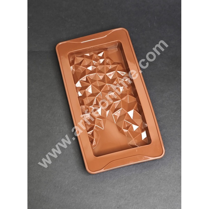 CAKE DECOR 1 Cavity Deep Crystal Design Kunafa Chocolate Bar Silicone Mould | Pistachio Kunafa Chocolate Bar Mould (Design-11)