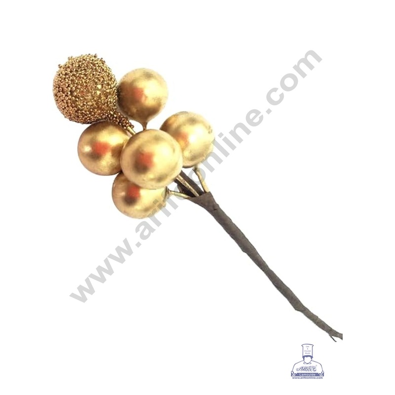 Cake Decor  1 piece Mini Ball Bunch Artificial Flower For Cake Decoration  Gold