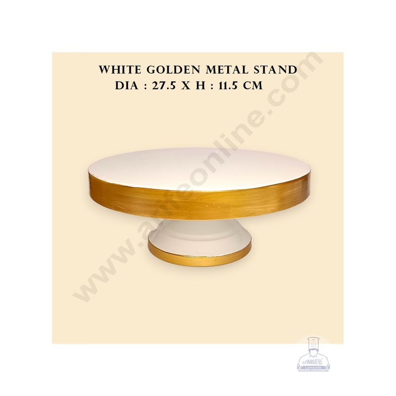 CAKE DECOR Simple White Cake Stand with Gold Border | Dessert Stand | Cupcake Stand