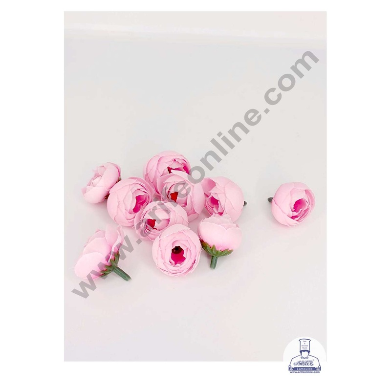CAKE DECOR Small Peony Artificial Flower For Cake Decoration  Light Pink ( 10 pc pack )