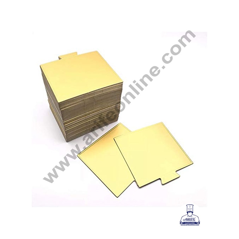 Cake Decor Square Pastry Base Boards - Gold 100 Pcs Pack