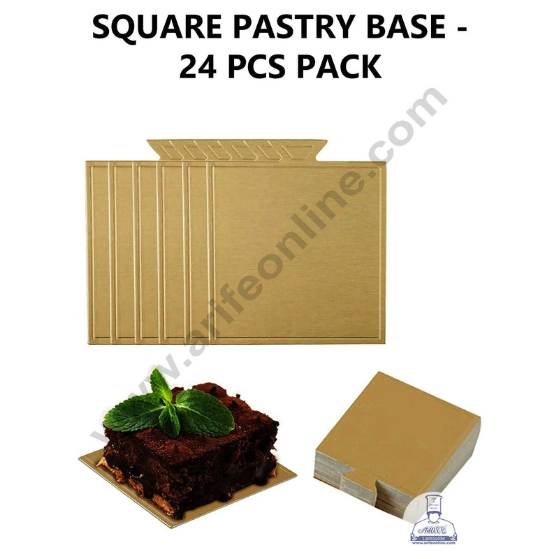 CAKE DECOR Square Pastry Base Boards - Gold ( 24 Pcs Pack )