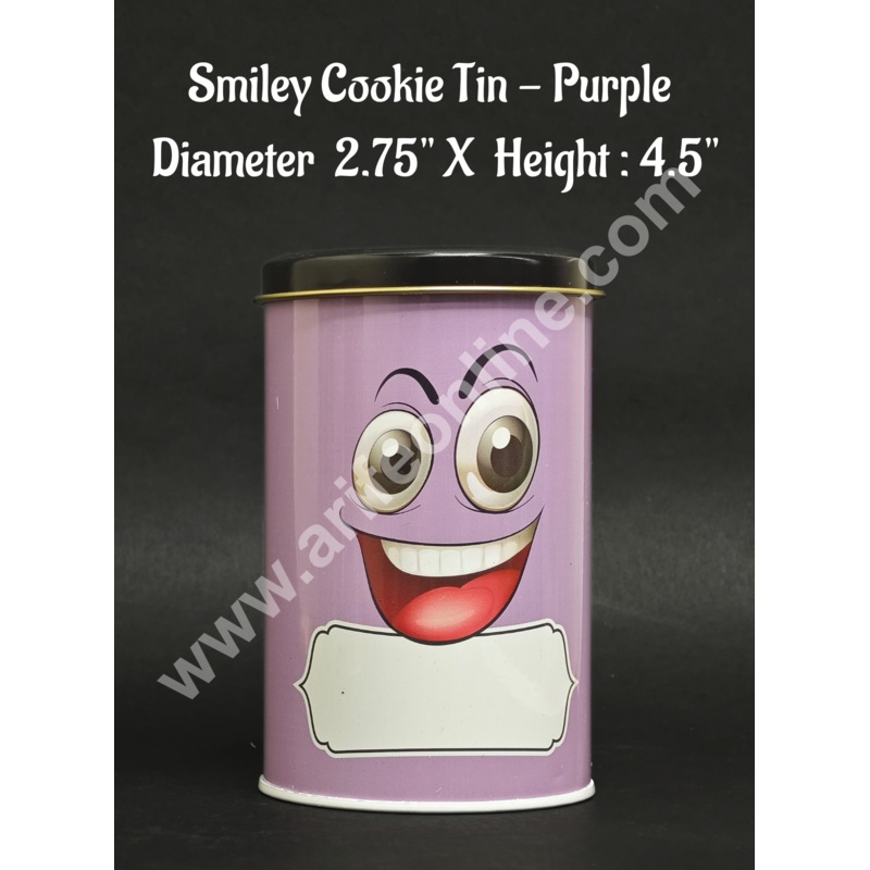 Cartoon Printed Cookie Tins - Purple | Printed Metal Jar (Size M) - CAKE DECOR