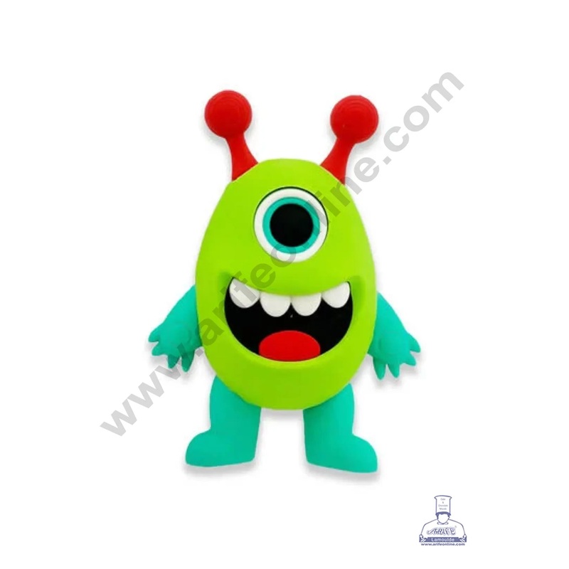 Cute Green Alien Cake Topper  Rubber Eraser for Space Themed Cakes - CAKE DECOR