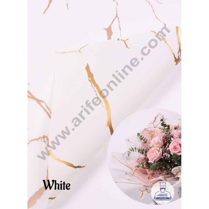 Korean Bouquet Wrapping Sheets | Premium Flower Wrapping Paper Marble Design  ( White )   - CAKE DECOR