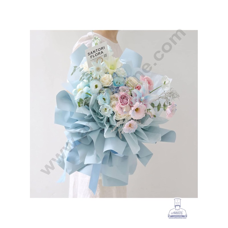 Korean Bouquet Wrapping Sheets | Premium Flower Wrapping Paper With Two Side Color ( Blue & White)   - CAKE DECOR