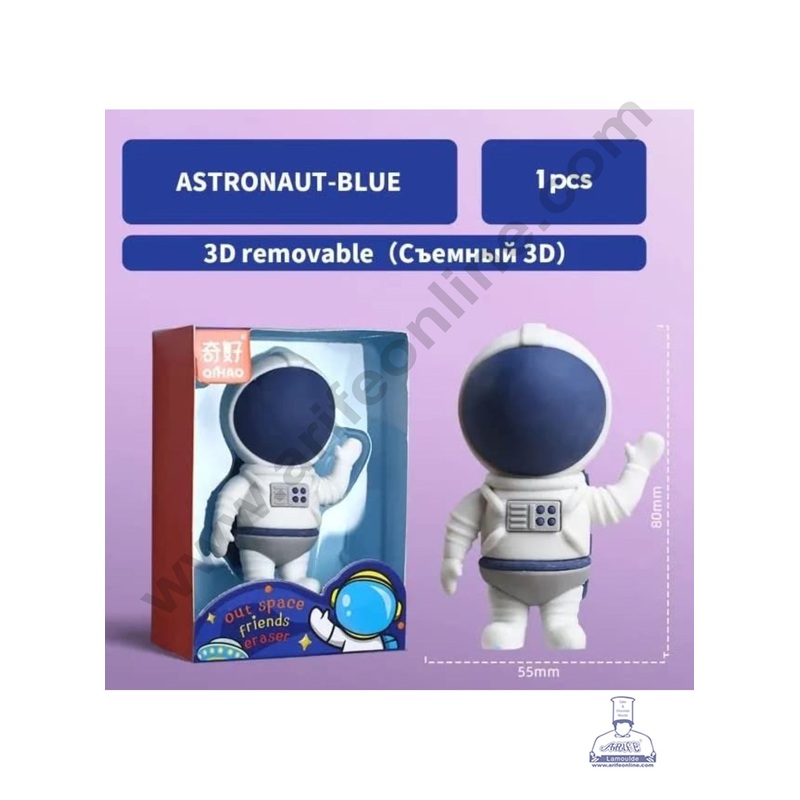 Mini Blue Astronut Rubber Cake Topper | Rubber Eraser - (1 Piece) - CAKE DECOR