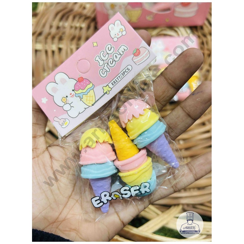 Mini Ice creams Rubber Cake Topper - 3 Pcs Set -CAKE DECOR