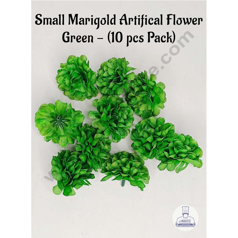Cake Decor Small Marigold Artificial Flower For Cake Decoration  Green( 10 pcs Pack )