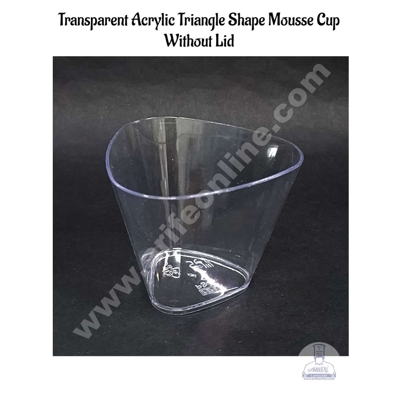 CAKE DECOR Triangle Curved Corner Transparent Acrylic Mousse Cup Without Lid | Pudding Cup | Parfait Cup (10 Pcs Pack)
