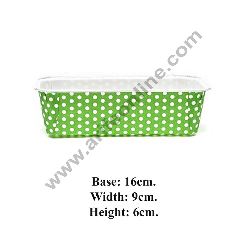 Novacart Bake & Serve Paper Baking Mould By Cake Decor - Polka Dot Plum Cake Mould Green 10 Pcs