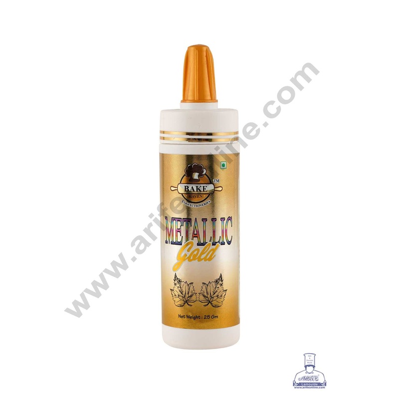 Bake Haven Edible Puff Colour Food Colour Powder Spray for Cakes Decoration - Metallic Gold (25 gm)