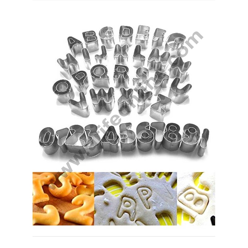 Cake Decor Stainless Steel 36 Pc Small Alphabet Number Cookie Fondant Biscuit Cake Fruit Cutter