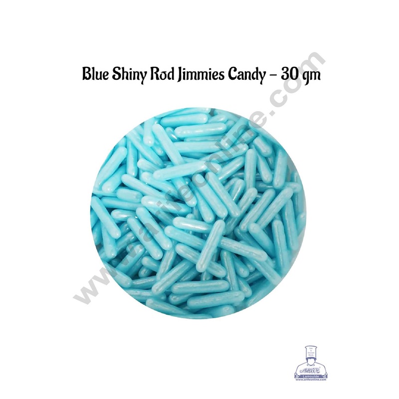 CAKE DECOR Sugar Candy  - Blue Pearlescent Rod Jimmies Sprinkles and Candy - 30 gm