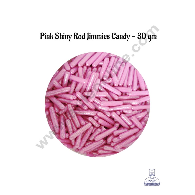 CAKE DECOR Sugar Candy - Pink Pearlescent Rod Jimmies Sprinkles and Candy - 30 gm