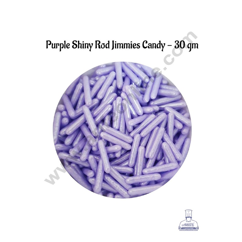 CAKE DECOR Sugar Candy - Purple Pearlescent Rod Jimmies Sprinkles and Candy- 30 gm