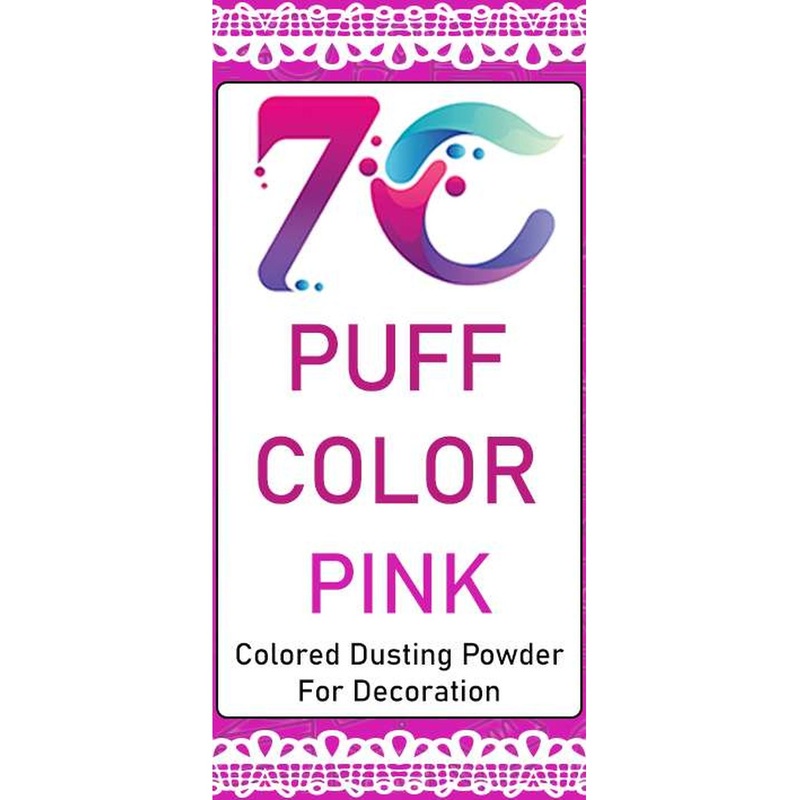 7C Edible Puff Colour Food Colour Powder Spray for Cakes Decoration - Pink ( 50 gm )