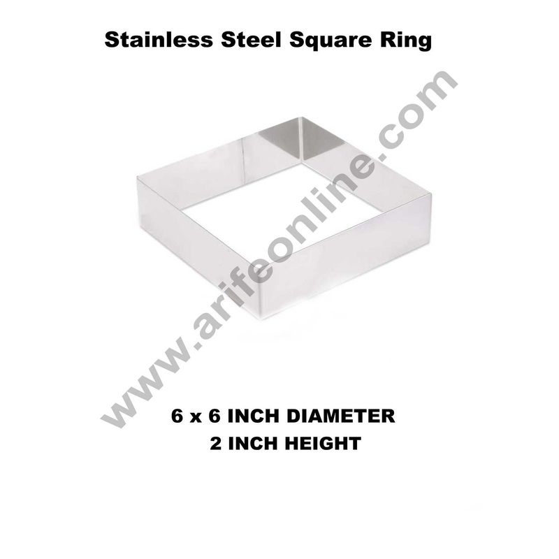 Cake Decor Square Cake Ring Stainless Steel Cutter Heavy Ring (6x6 inch Diameter X 2 inch Height )