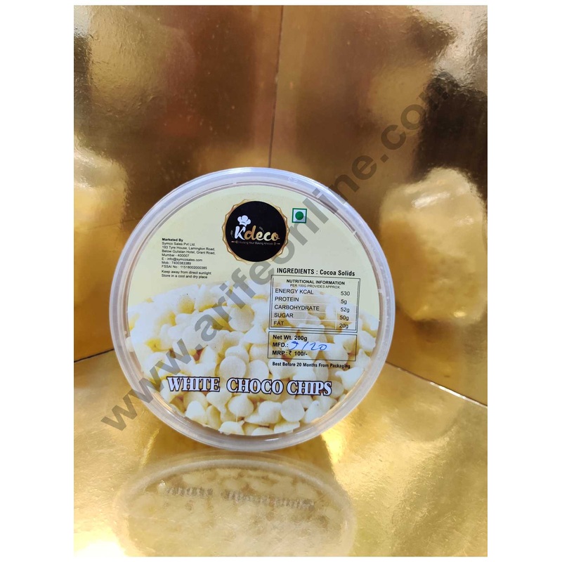 Kdeco White Choco Chips - 200 gm