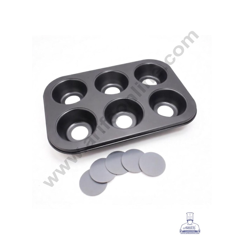 Non-Stick 6 Cavity Loose Bottom Muffin & Cheesecake Mould - CAKE DECOR