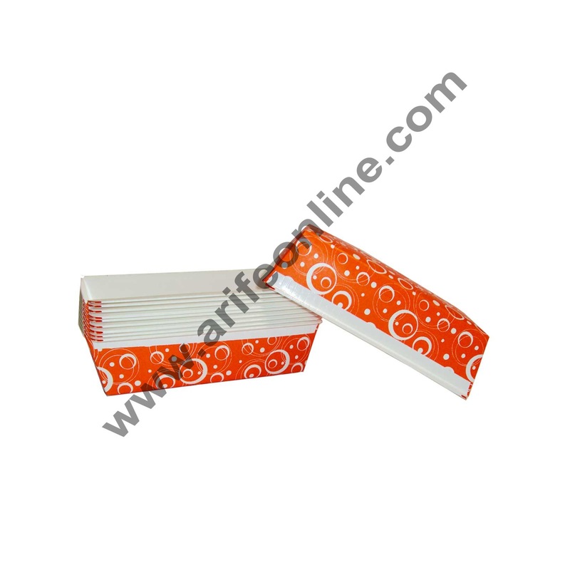 Novacart Bake & Serve Paper Baking Mould By Cake Decor - Plum Cake Mould Orange 10 Pcs