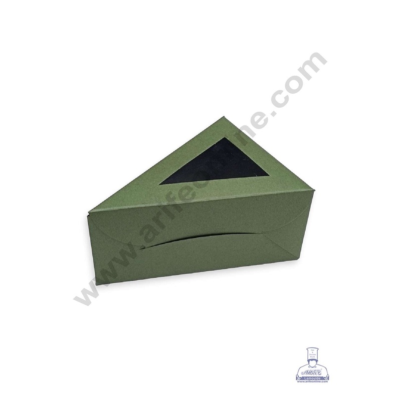 CAKE DECOR 1 Cake Slice Box | Triangle Shape Cheese Slice Box | Pastry Box | Chocolate Box - Dark Olive Green (10 pcs Pack)