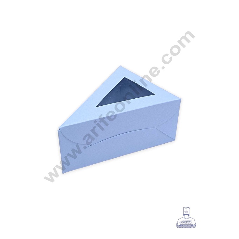 CAKE DECOR 1 Cake Slice Box | Triangle Shape Cheese Slice Box | Pastry Box | Chocolate Box - Light Blue (10 pcs Pack)