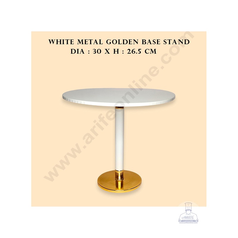 CAKE DECOR White Metal Cake Stand with Golden Base | Dessert Stand | Cupcake Stand
