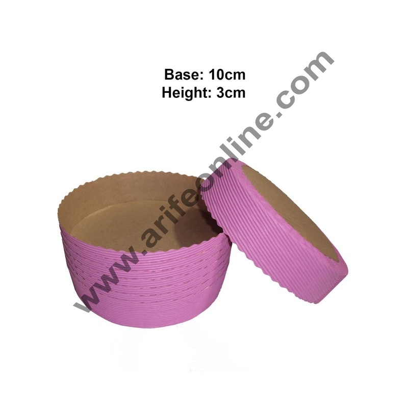 Novacart Bake & Serve Paper Baking Mould By Cake Decor - Round Cake Mould Pink 10 Pcs