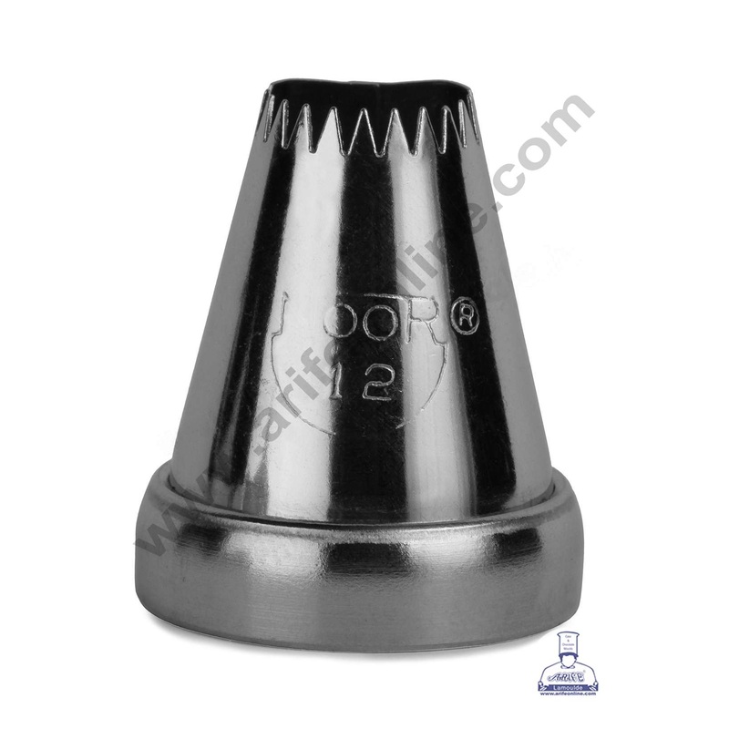 CAKE DECOR Small Noor Nozzle - No. 12 Shells Design Piping Nozzle with Collar Ring