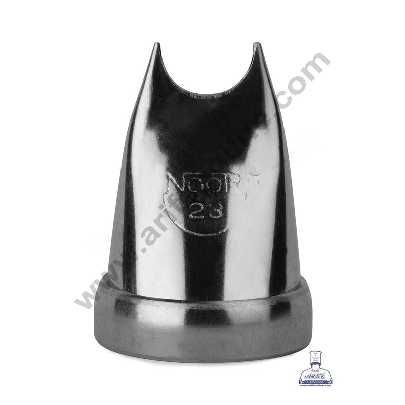 CAKE DECOR Small Noor Nozzle - No. 23 Raised Band Wide Design Piping Nozzle with Collar Ring
