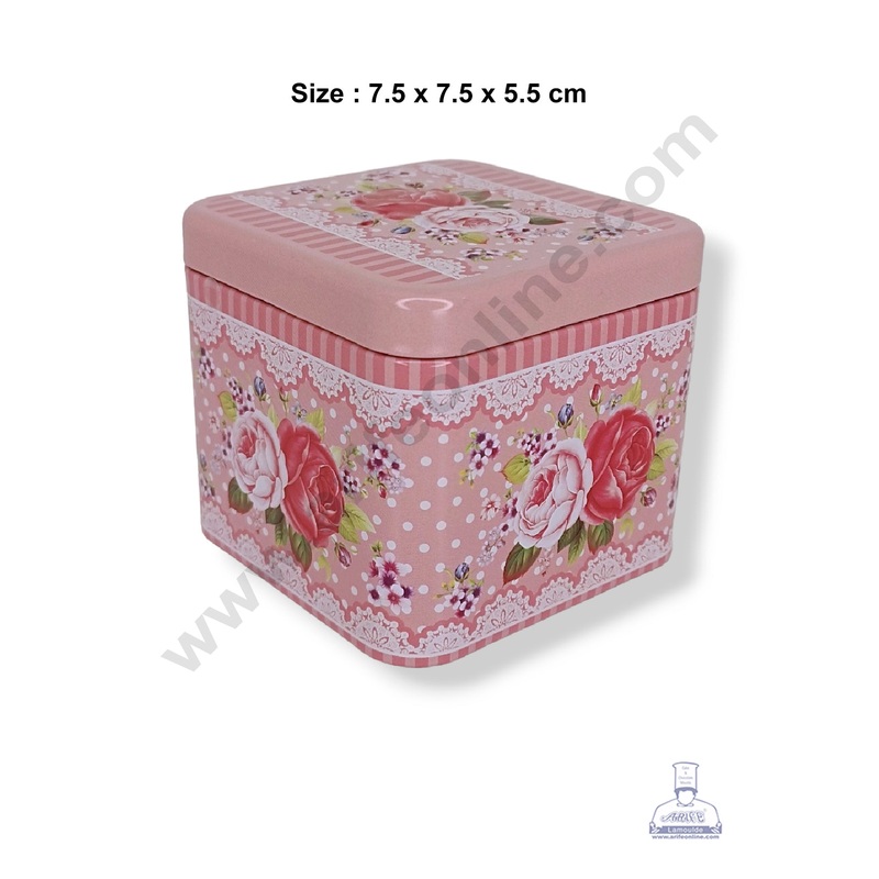 CAKE DECOR Small Floral Chocolate Tin Box | Dream Cake Box Tin - Light Pink